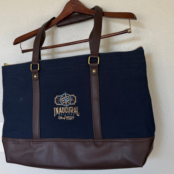Disney Cruise Line Wish Inaugural Sailing Weekender Tote Bag‎ Leather Canvas DCL - Picture 4 of 12